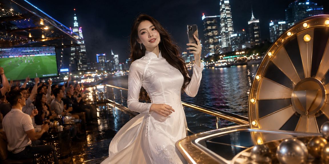 Phụ nữ áo dài tại TP.HCM tham gia chương trình may mắn trực tuyến trên điện thoại